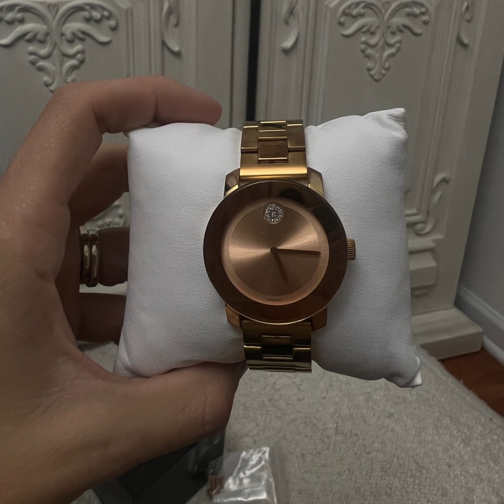 Movado bold ceramic rose gold watch
